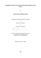 Assessment of quantity surveying curriculum development in South Africa