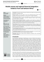 Mobile money and regional financial integration : evidence from sub-Saharan Africa