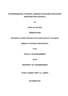 Entrepreneurial potential amongst scholars in selected  Afrikaans high schools