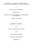 Transparency as an aspect of credible feedback : implication for the management of teacher competence