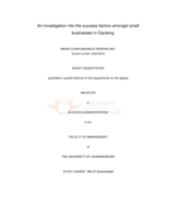 An investigation into the success factors amongst small businesses in Gauteng