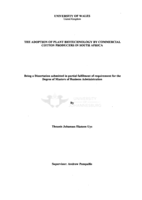 The adoption of plant biotechnology by commercial cotton producers in South Africa