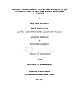Personal and institutional factors that contribute to the academic success of first-year business management students