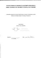 The effectiveness of chiropractic adjustments versus muscle energy technique in the treatment of cervical facet syndrome