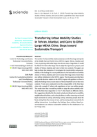 Transferring urban mobility studies in Tehran, Istanbul, and Cairo to other large MENA cities : steps toward sustainable transport