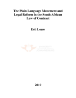 The plain language movement and legal reform in South African law  of contract