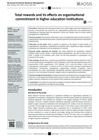 Total rewards and its effects on organisational commitment in higher education institutions