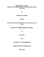 One burden too many: public policy making on HIV/AIDS in South Africa, 1982-2004