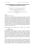The moderating effect of gender on adopting digital government innovations in Ethiopia