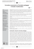 Formative assessment as ‘formative pedagogy’ in Grade 3 mathematics