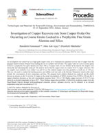 Investigation of copper recovery rate from copper oxide ore occurring as coarse grains locked in a porphyritic fine grain alumina and silica