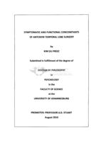 Symptomatic and functional concomitants of anterior temporal lobe surgery