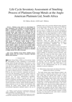Life cycle inventory assessment of smelting process of Platinum Group Metals at the Anglo American Platinum Ltd, South Africa