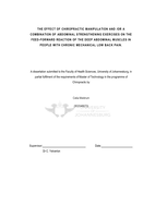 The effect of chiropractic manipulation and /or a combination of abdominal strengthening exercises on the feed-forward reaction of the deep abdominal muscles in people with chronic mechanical low back pain