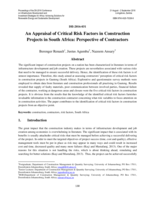 An appraisal of critical risk factors in construction projects in South Africa : perspective of contractors
