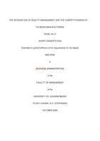 The integration of quality management and the competitiveness of PG Bison manufacturing