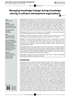 Managing knowledge leakage during knowledge sharing in software development organisations