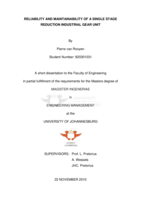 Reliability and maintainability of a single stage reduction industrial gear unit