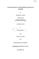 Cognitive specificity in the borderline personality disorder