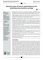 Monetary value of human capital disclosure for predicting future business earnings