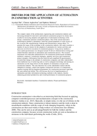 Drivers for the application of automation in construction activities
