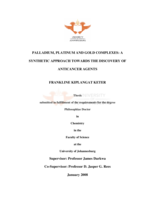 Palladium, platinum and gold complexes: a synthetic approach towards the discovery of anticancer agents