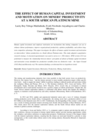 The effect of human capital investment and motivation on miners’ productivity at a South African Platinum mine
