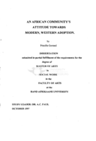 An African community's attitude towards modern, western adoption