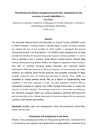 The effective and efficient management school fees : implications for the provision of quality education