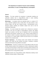 The importance of customer trust for social marketing interventions : a case of energy-efficiency consumption