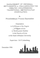 Management of informal settlements : a challenge for the Greater Johannesburg Transitional Metropolitan Council (TMC)