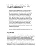 Value-in-use sustainability factor as a driver for asset management of road transport infrastructure