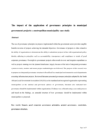 The impact of the application of governance principles in municipal government projects: a metropolitan municipality case study