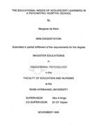 The educational needs of adolescent learners in a psychiatric hospital school