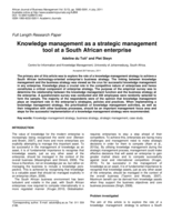 Knowledge management as a strategic management tool at a South African enterprise.