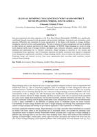 Illegal dumping challenges in West Rand District Municipalities (WRDM), South Africa