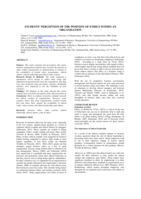 Students’ perception of the position of ethics within an organisation