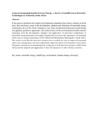 Urban environmental benefits of green energy : a review of landfill gas to electricity technologies in eThekwini, South Africa