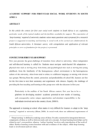 Academic support for first-year social work students in South Africa