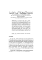 Investigation on high speed machining of titanium grade 2 under MQL conditions