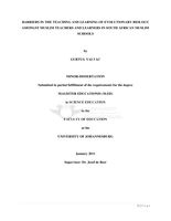 Barriers in the teaching and learning of evolutionary biology amongst Muslim teachers and learners in South African Muslim schools