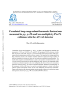 Correlated long-range mixed-harmonic fluctuations measured in p p, p+Pb  and low-multiplicity Pb+Pb collisions with the ATLAS detector