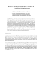 Resilience development in the new generation of production mining employees