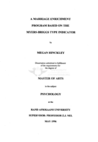 A marriage enrichment program based on the Myers-Briggs Type Indicator