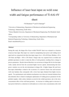 Influence of laser heat input on weld zone width and fatigue performance of Ti-6Al-4V sheet