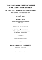 "Professionally inviting culture as an aspect of leadership : implication for the management of teacher competence".