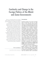 Continuity and change in the foreign policies of the Mbeki and Zuma governments