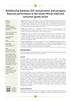 Relationship between CEO remuneration and company financial performance in the South African retail and consumer goods sector