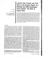 Laminar heat transfer and fluid flow in the entrance region of a rotating duct with rectangular cross section : the effect of aspect ratio