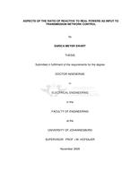 Aspects of the ratio of reactive to real powers as input to transmission network control